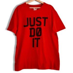 NIKE - JUST DO IT  Athletic Cut Graphic Print T-Shirt Crewneck Red Men's Sz XL